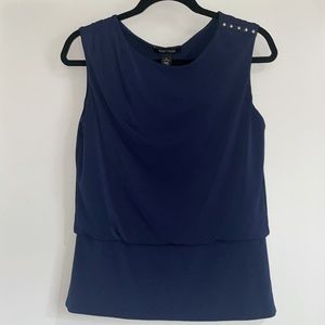 Navy blue sleeveless top.